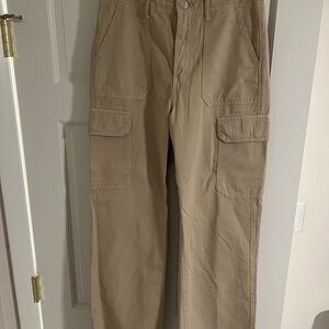 Zara Tan Cargo Pants with Straight Leg Design